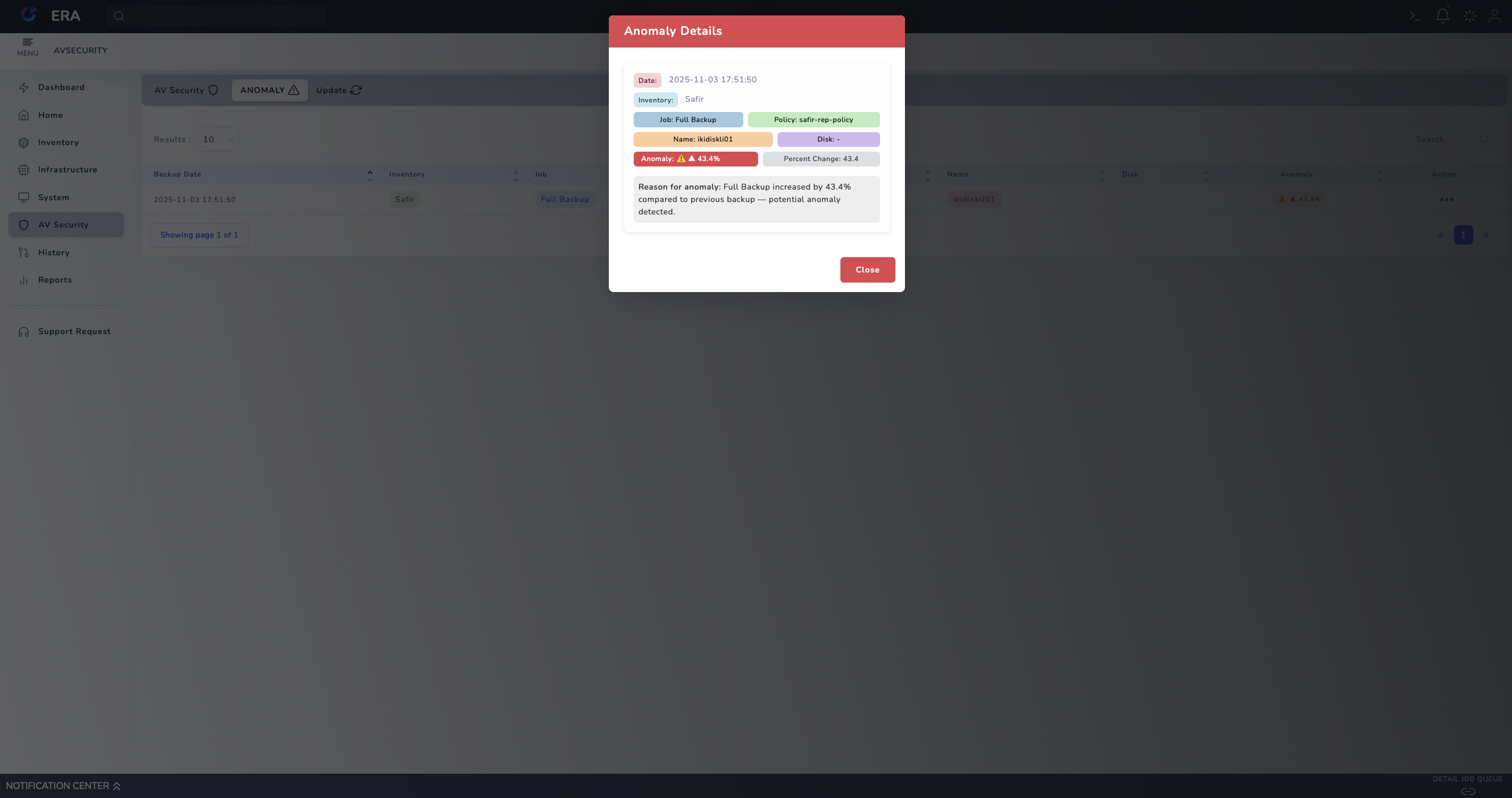 EraBackup Anolmaly tespit sistemi